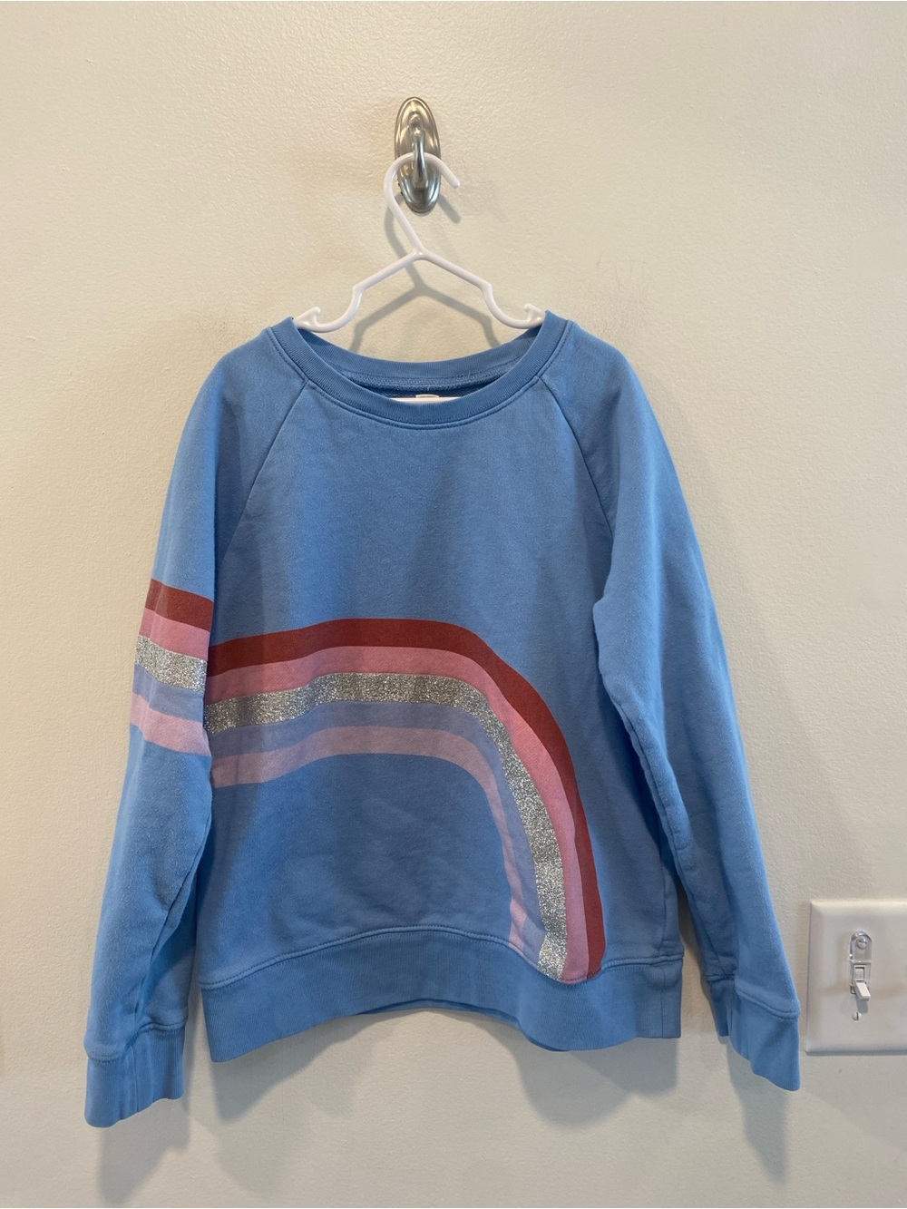 Crewcuts girls rainbow graphic sweatshirt in size 10 blue 100% cotton